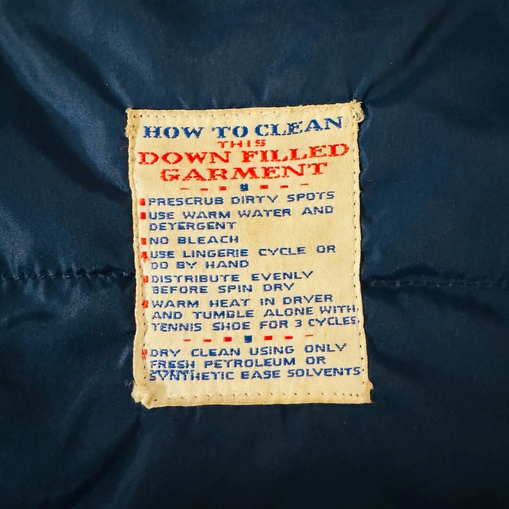 Vintage 70s Prime North Navy Blue Rainbow Stripe Ski Winter Down Jacket VGUC Sm - Picture 15 of 16